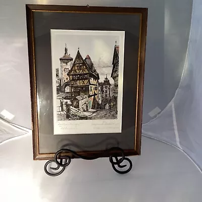 Vintage Heiner Krasser Original Color Etching (Radierung) Rothenburg OT Germany • $35