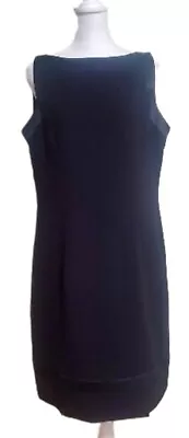 Amanda Smith Y2k Black Sleeveless Sheath Satin Trim Knee Length Dress.  Size 14 • $16