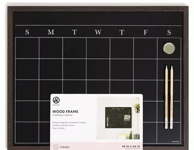 U Brands Magnetic Calendar Chalk Board 16 X 20 Inches Black Wood Frame • $20