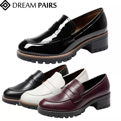 Dream Pairs Women Loafer Shoes Platform Chunky Heel Slip On Business Loafers • $28.99