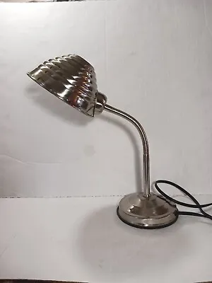 Vintage Silver Chrome Adjustable Goose Neck Desktop Lamp Mid Century Modern  • $34.99