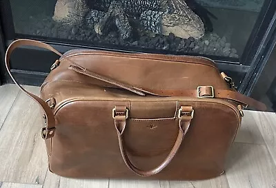 Satchel And Page Brown Leather Weekender Bag • $419.96