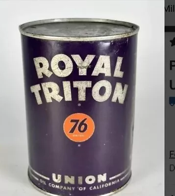 NOS Full Royal Triton 76 Union Oil Can California Metal Quart USA Heavy Duty  • $70