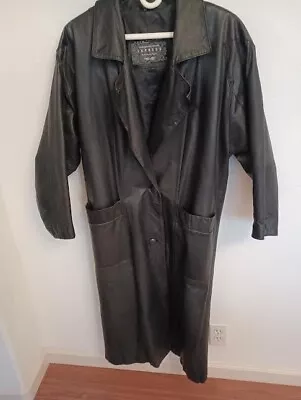Vintage Compagnie Internationale Express Women's Black Leather Trench Coat • $24.99