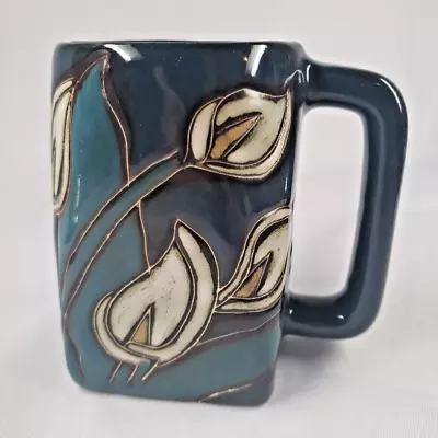 Mara Mexico Stoneware Ceramic Pottery Calla Lily Flowers Coffee Mug Cup • $22