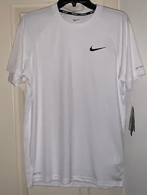 NWT Nike DRI-FIT Hydroguard Men's Medium Swim Shirt White Short Sleeve Top • $30.95