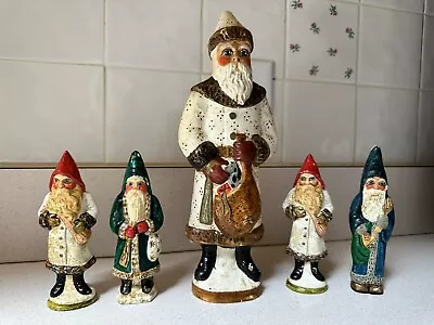 Vintage 1989 Vaillancourt Folk Art Lot Of 5 Santas Belsnickel Father Christmas • $209.99