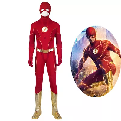 The Flash Season 8 Barry Allen Costume Cosplay Suit Black Ver1 Red Outfit • $76.89