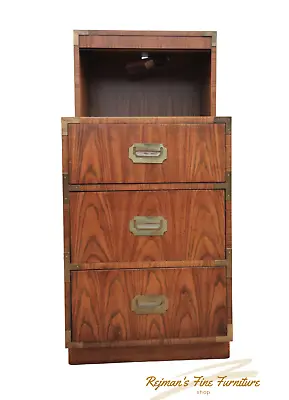Dixie Mid Century Campaigner Collection Tall Lighted Nightstand • $749