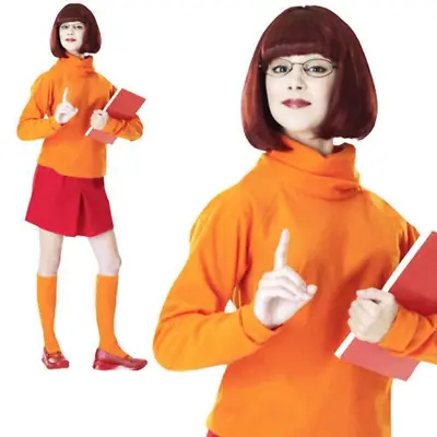 Velma + Wig Ladies Scooby Doo Fancy Dress Womens Adult Costume Outfit Licensed • £36.99