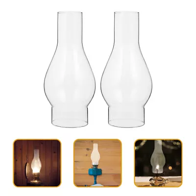 2 Pcs Oil Lamp Chimney 3 Inch Base Transparent Glass Lampshade Clear Glass Oil • £15.63