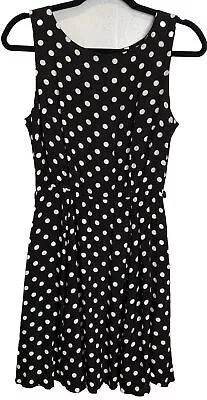 Vintage Laura Ashley Dress Size 10 US Black White Polka Dot Sleeveless A-Line • $59.88