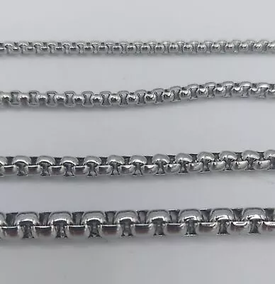 2/2.5/3/4/5mm 16-60  SMOOTH  BOX ROPE SILVER STAINLESS STEEL CHAIN NECKLACE • $7.60