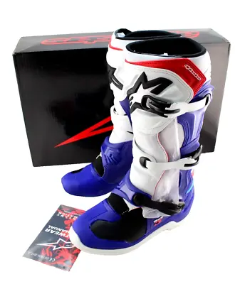 ALPINESTARS Tech 3 Size 9 Blue/White/Red Men Motocross Motorcycle Boot MSRP $249 • $199.99