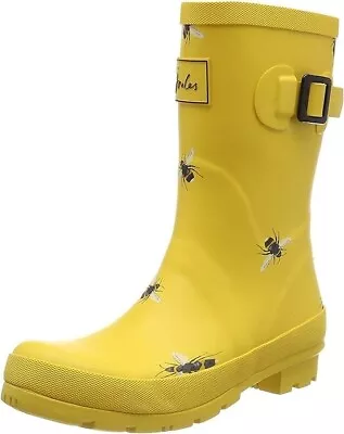 Joules Women's Molly Welly Wellington Rain Boot Gold Botanical Beetroot - SIZE 9 • $49.99