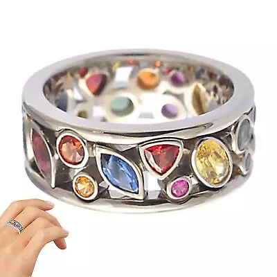Crystal Quartz Ring Colorful Zirconia Spinner Rings Fashion Jewelry For Women • $6.86