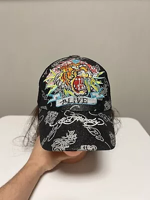 Ed Hardy Trucker Hat Tiger Alive Cap Snapback Adjustable Corduroy Rhinestone Don • $25