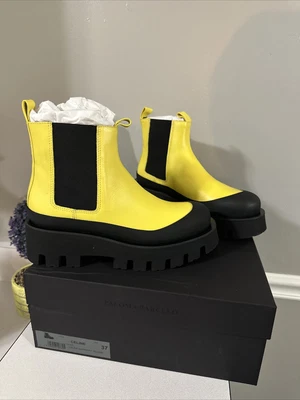 $113 • Buy Paloma Barcelo Celine Womens Platform Chelsea Boot Yellow Leather Size 37