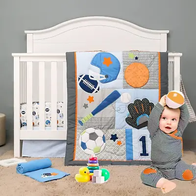 Sport Baby Crib Bedding Sets - No.1 Champ Ball Theme Boys Nursery Set | 3-Piece  • $150.70