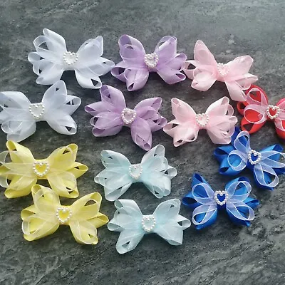 £4.99 • Buy  Satin Ribbon Bows/Flowers  White Pink Blue Yellow Lilac Sewing Bows 