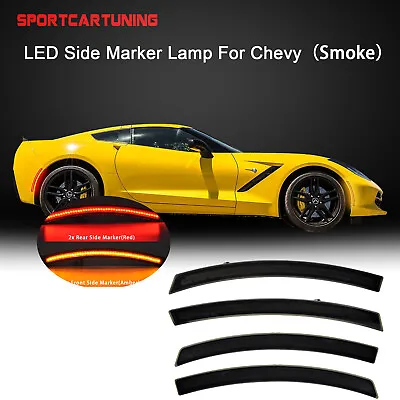 Smoke LED Front Rear Side Marker Lights For 2014-2019 Chevy Corvette C7 Z06 Z51 • $79.98