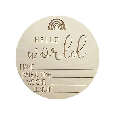 Hello World Home Nursery Wooden Baby Announcement Sign Boy Girl Photo Prop Party • $8.12