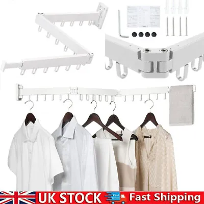 Folding Clothes Drying Rack Wall Mounted Foldable Washing Dryer Line Retractable • £19.90