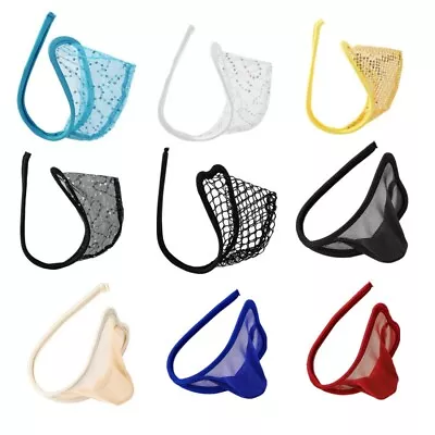 Mens C-string Panties T-back Thong See Through Pouch Briefs Underwear Underpants • $6.67