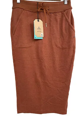 PrAna Women's Cozy Up Midi Skirt Size Small Roux Heather Burnt Orange Hemp Blend • $23.79