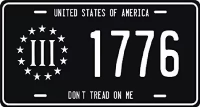 USA 1776 BLACK GADSDEN BETSY ROSS TACTICAL Embossed License Plate • $9.88