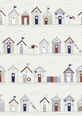 Beach Huts Umbrellas Seaside Picnic Bunting Oilcloth Tablecloth Wipe Clean  • £8.48