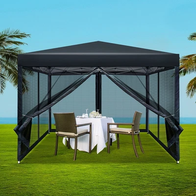 $105.24 • Buy Instahut Gazebo Pop Up Marquee 3x3 Wedding Side Mesh Wall Outdoor Gazebos Black