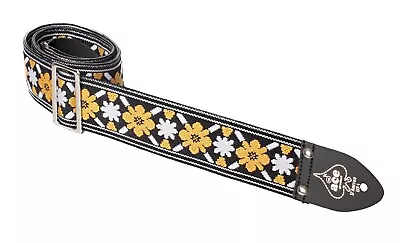 Ace Guitar Strap Vintage Style Yellow And White Flowers Lennon Rooftop • $29.95