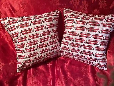 2 Handmade London Bus Cushion Covers With Inserts • £10