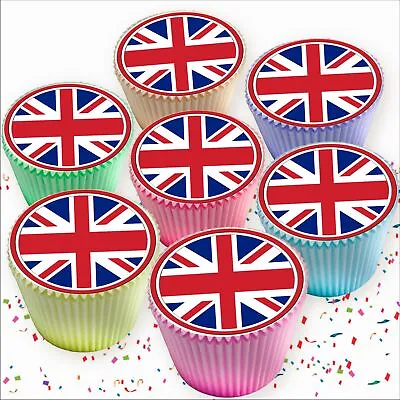 Union Jack Flags Edible Cupcake Toppers Decorations • £2.99