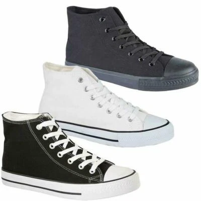 £12.95 • Buy Ladies Lace Up Casual Retro Hi Top Boots Deck Sneakers Trainers Pumps Shoes Size