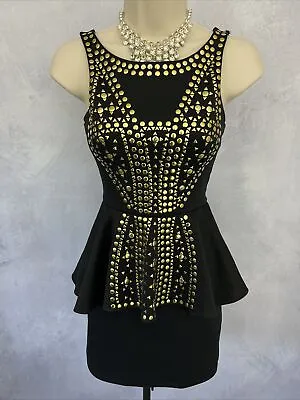 MISS SELFRIDGE Petite Dress Beaded Black Party Evening Cocktail Formal Size UK 8 • £19.99