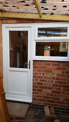 White Upvc Back  Door + Window  Locks Handle Toughened Glass Free Delivery • £790