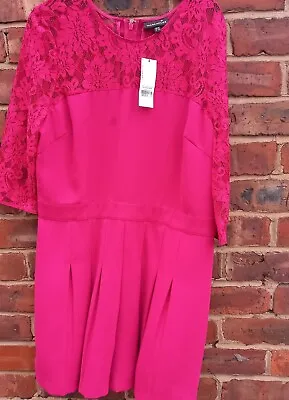 Warehouse Cerise Pink Lace Back Playsuit Size 16 Bnwt • £18