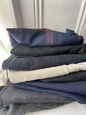 £4.50 • Buy Fabric Scraps Off Cuts Vintage Wool Stripe Plaid Mix Craft Upcycle Sewing ~2kg