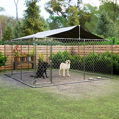 15x15ft Outdoor Pet Dog Run House Kennel Shade Cage Enclosure W/ Cover Playpen • $268.99