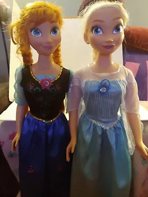 Princess Elsa & Anna Life Size Doll 38  Tall Frozen Lot Of 2 My Size Huge 3 Ft • $250