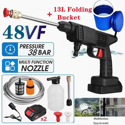 £48.99 • Buy Portable Cordless Car High Pressure Washer Jet Water Wash Cleaner Gun +2 Battery