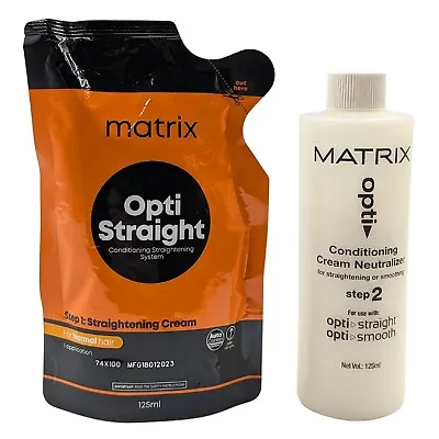 MATRIX Opti. Straightening Cream 125ml For Normal Hair & Neutralizer 125ml • £15.90