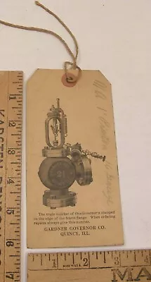 Vintage Steam Engine Pump Operating Tag Gardner Governor Co Quincy Il • $19.99