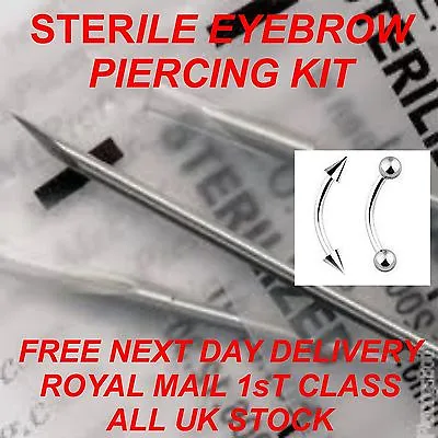 Sterile Eyebrow Piercing Kit*** Free Post*** • £6.99