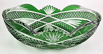 Crystal Glass Bowl Smaragd-Grüner Flashing Hand Cut Baccarat ?Um 1900 R320 • $1131.18