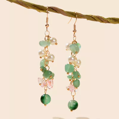 Boho Chic Pearl Natural Stone Beaded Drop Tassel Earrings Women Holiday Jewelry • $2.96