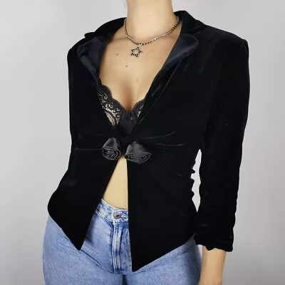 Kaleidoscope Black Velvet Blazer Jacket Uk 10 Rose Goth Whimsygoth Wedding Guest • $22.18