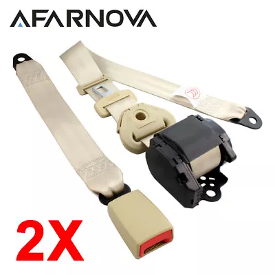 2X Beige 3 Point Replace Adjustable Retractable Seat Belt Car Truck Universal • $36.84